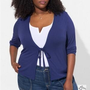 Blue Super Soft Tie-Front Cardigan